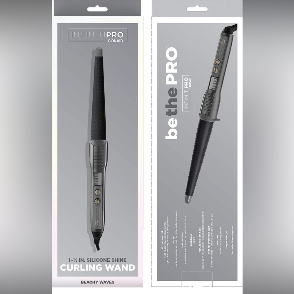 INFINITIPRO BY CONAIR Silicone Shine 1-Inch to 1/2-Inch Curling Wand